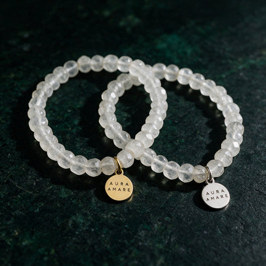 Detailansicht des Bergkristall Armband mit originalgetreuen Edelsteinperlen und Schmuckelementen