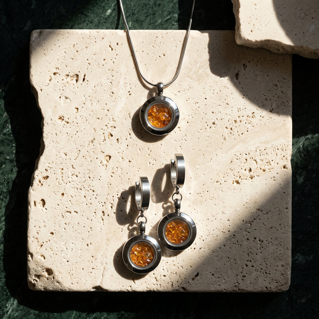 Bernstein-Schmuckset mit Halskette und Ohrringen von My Little Nature