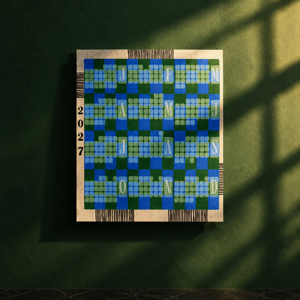Wandkalender Kilim Karo von Kilim mit beigem Webrahmen, Detailansicht