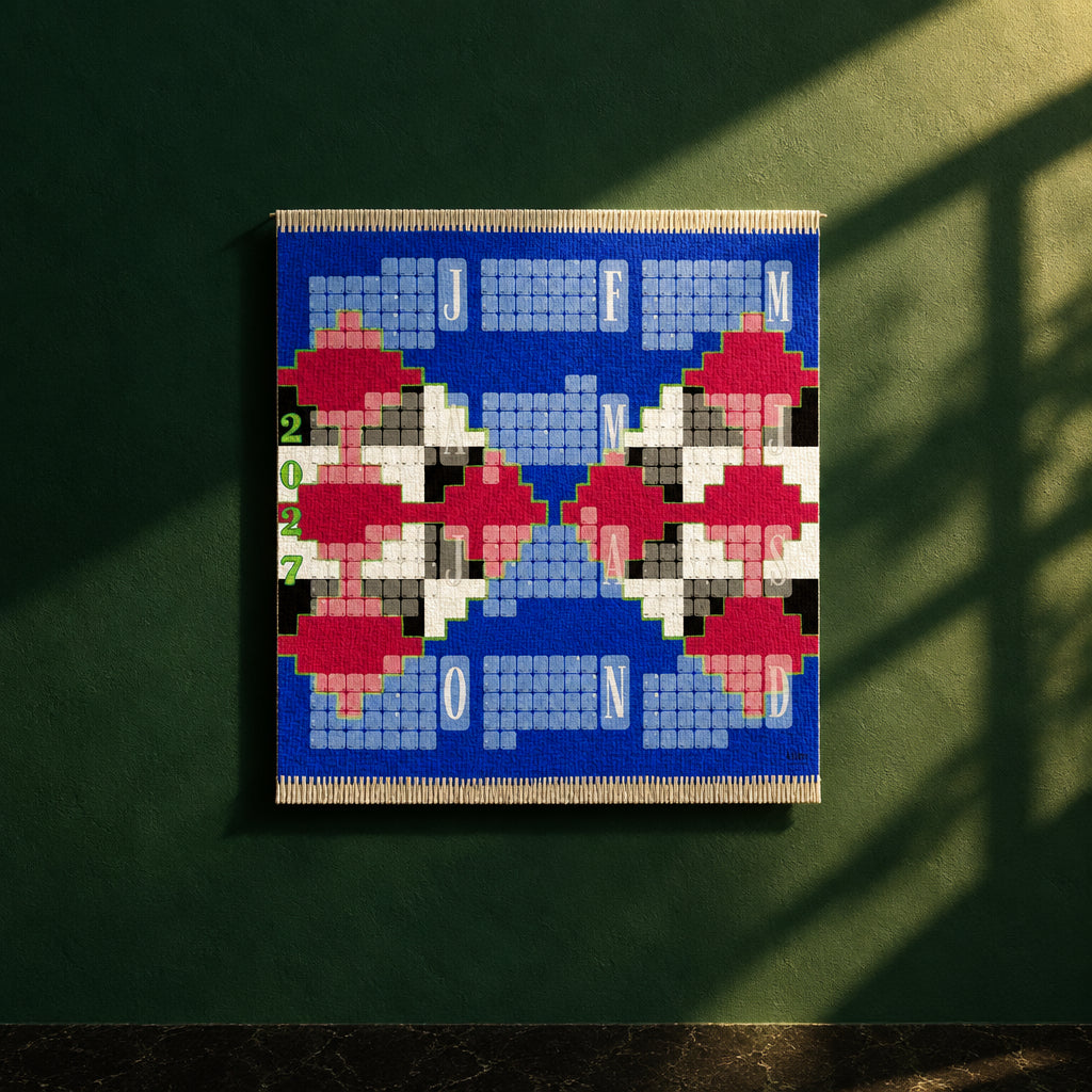Wandkalender Mexiko von Kilim mit tiefblauem Grund, Detailansicht