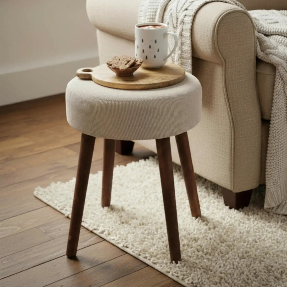 Miamonda Sitzhocker Cord beige, weitere Ansicht