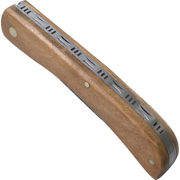 Geschlossenes Haller Taschenmesser mit verzierter Feder und Olivenholz