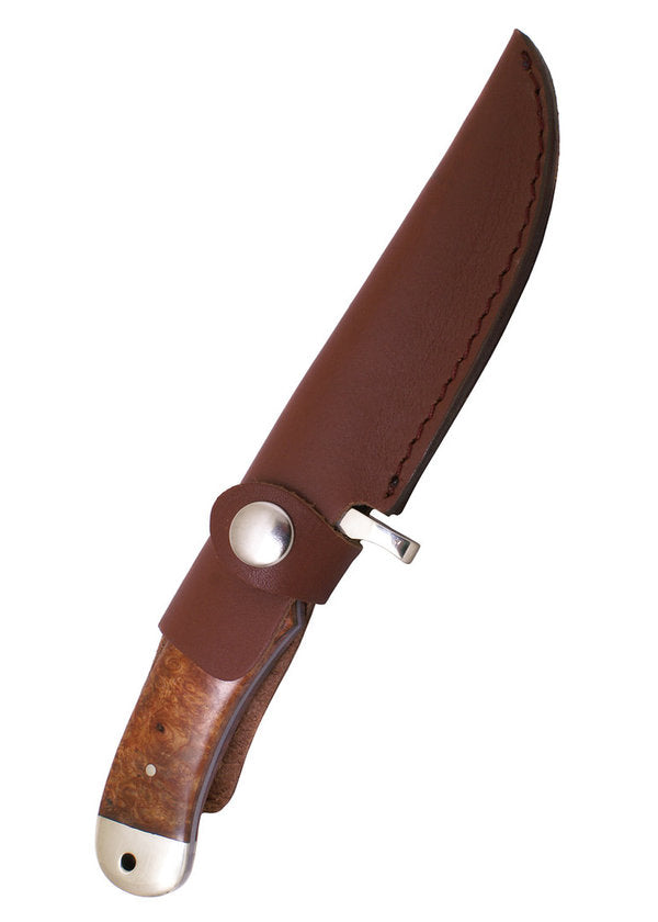 Damastmesser in brauner Lederscheide