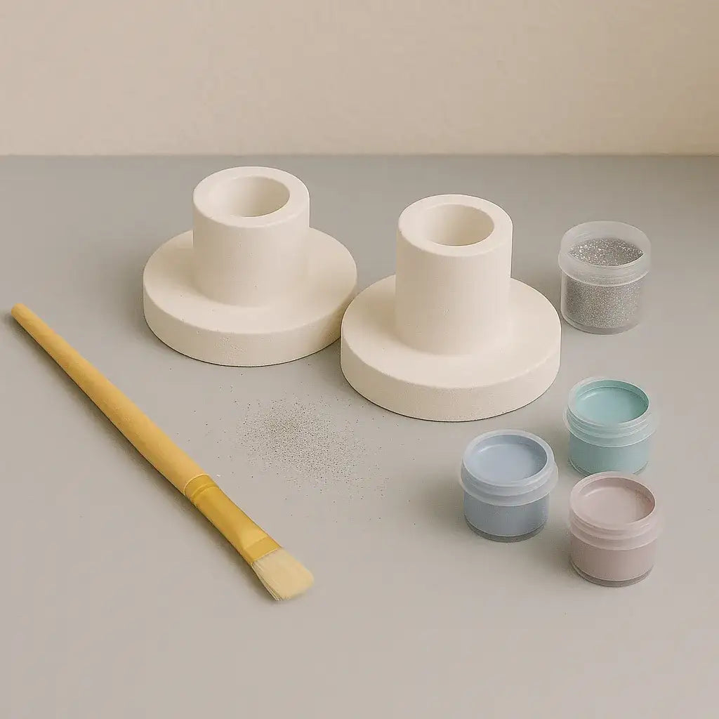 Kerzen-Set Pastell als Geschenkidee arrangiert