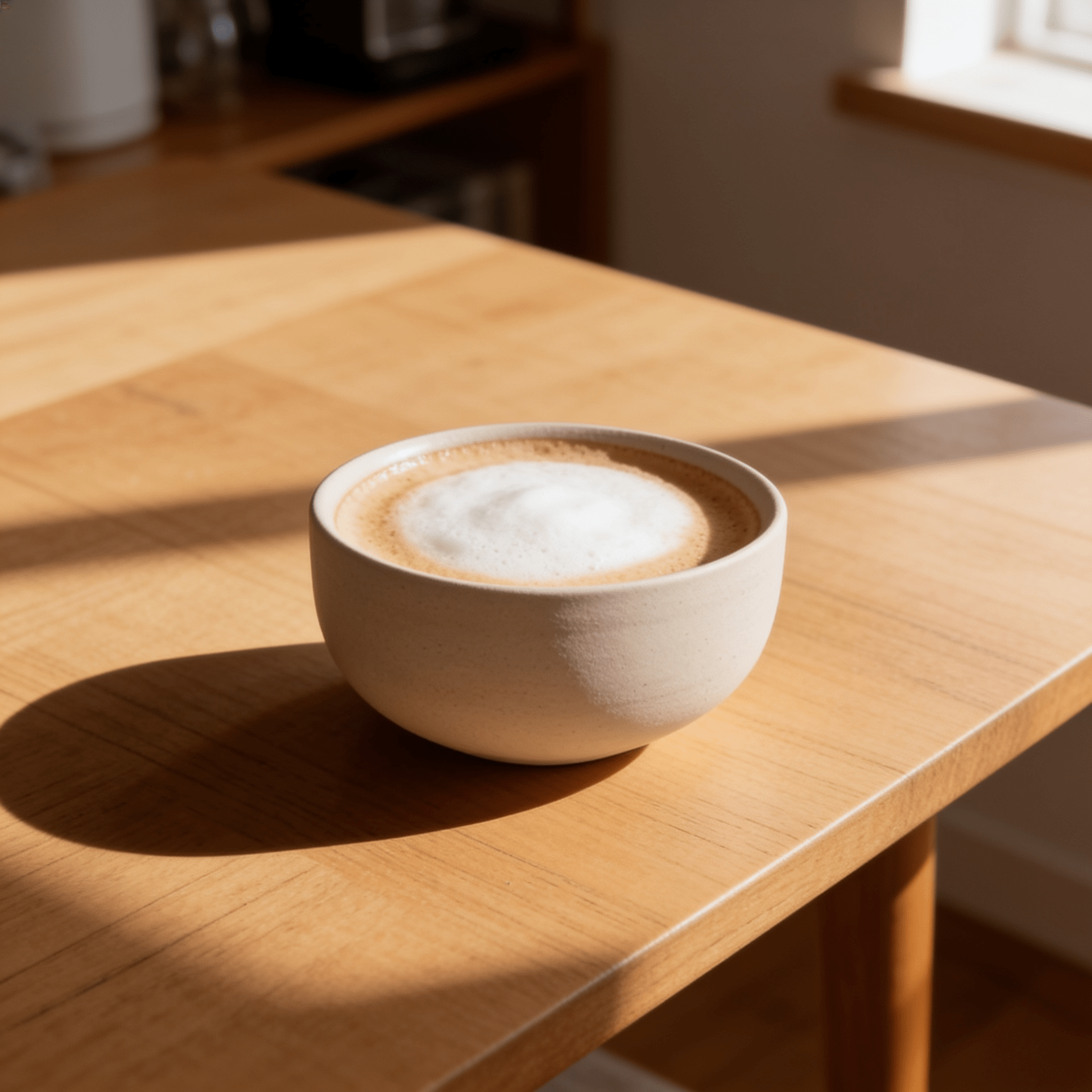 KUMO Cappuccino Tasse beige – handgemachte Steinzeugtasse, weitere Produktansicht