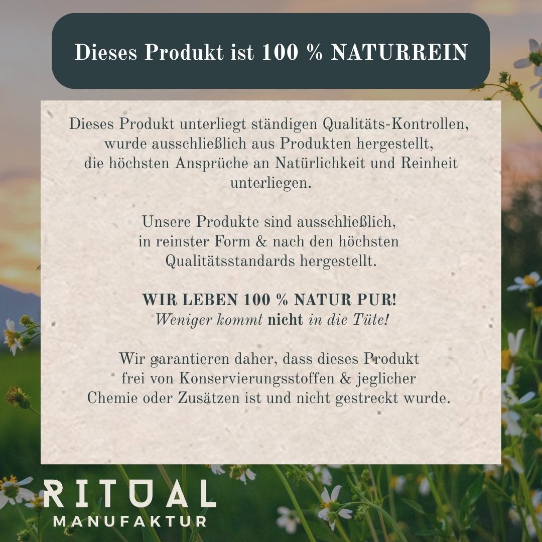 Infokarte der Ritualmanufaktur zu Natürlichkeit und Herstellung der Produkte