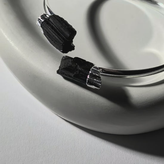 Schwarzer Turmalin Armreif | Silber | Schutz & Erdung