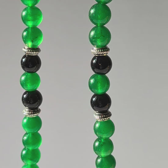 Dzi Halskette 9 Augen Schildplatt Smaragd Obsidian Buddhistischer Talisman Temple of Desire