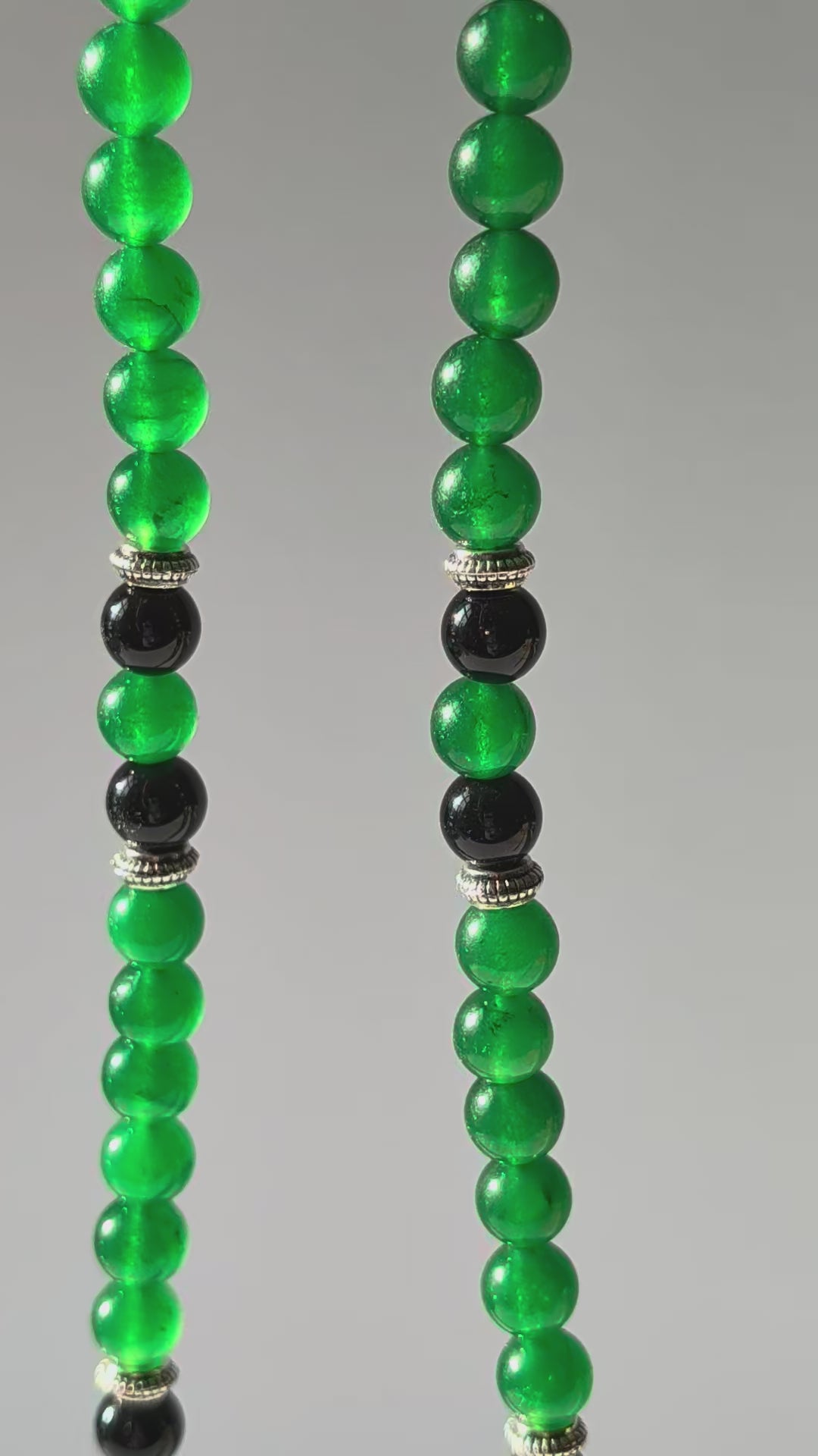 Dzi Halskette 9 Augen Schildplatt Smaragd Obsidian Buddhistischer Talisman Temple of Desire