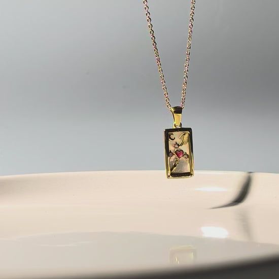 Mio Queena Halskette Stern Mond Tarot, 18k vergoldet Edelstahl