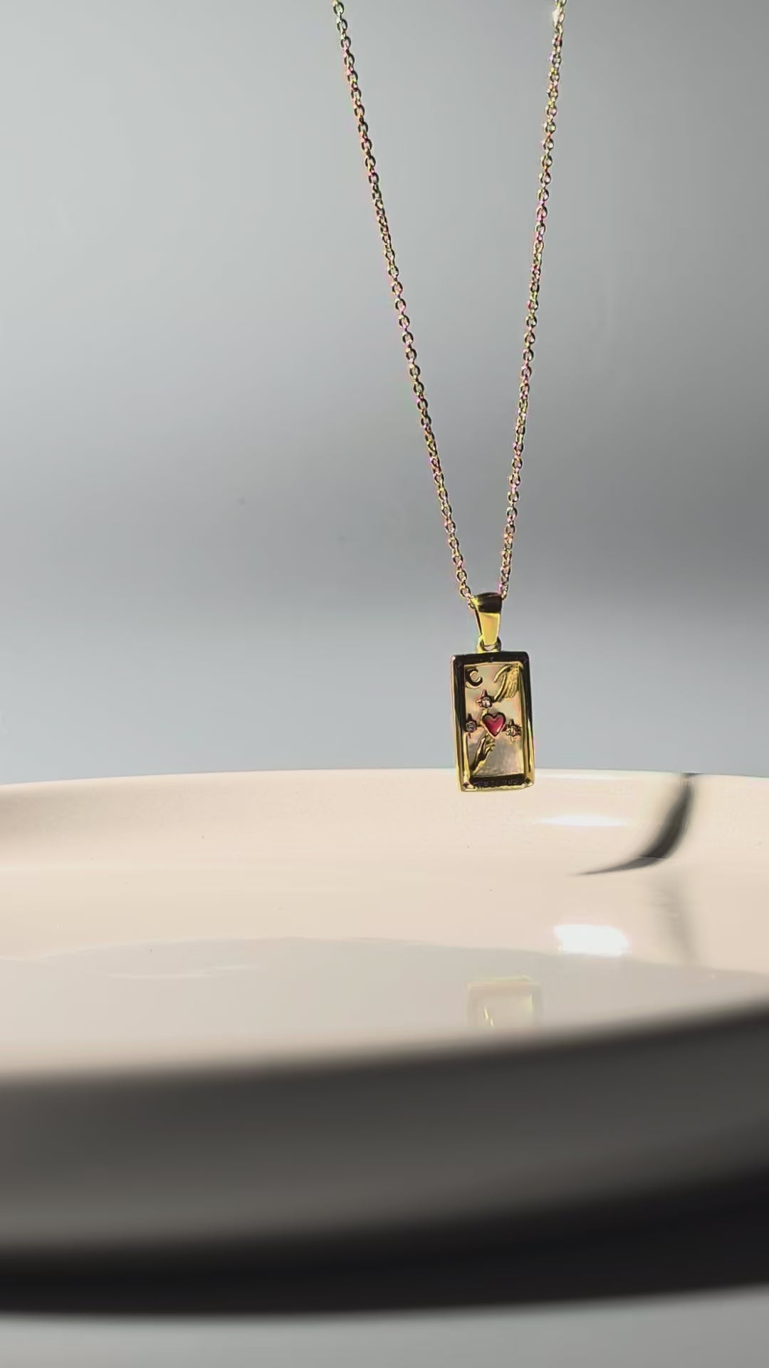 Mio Queena Halskette Stern Mond Tarot, 18k vergoldet Edelstahl