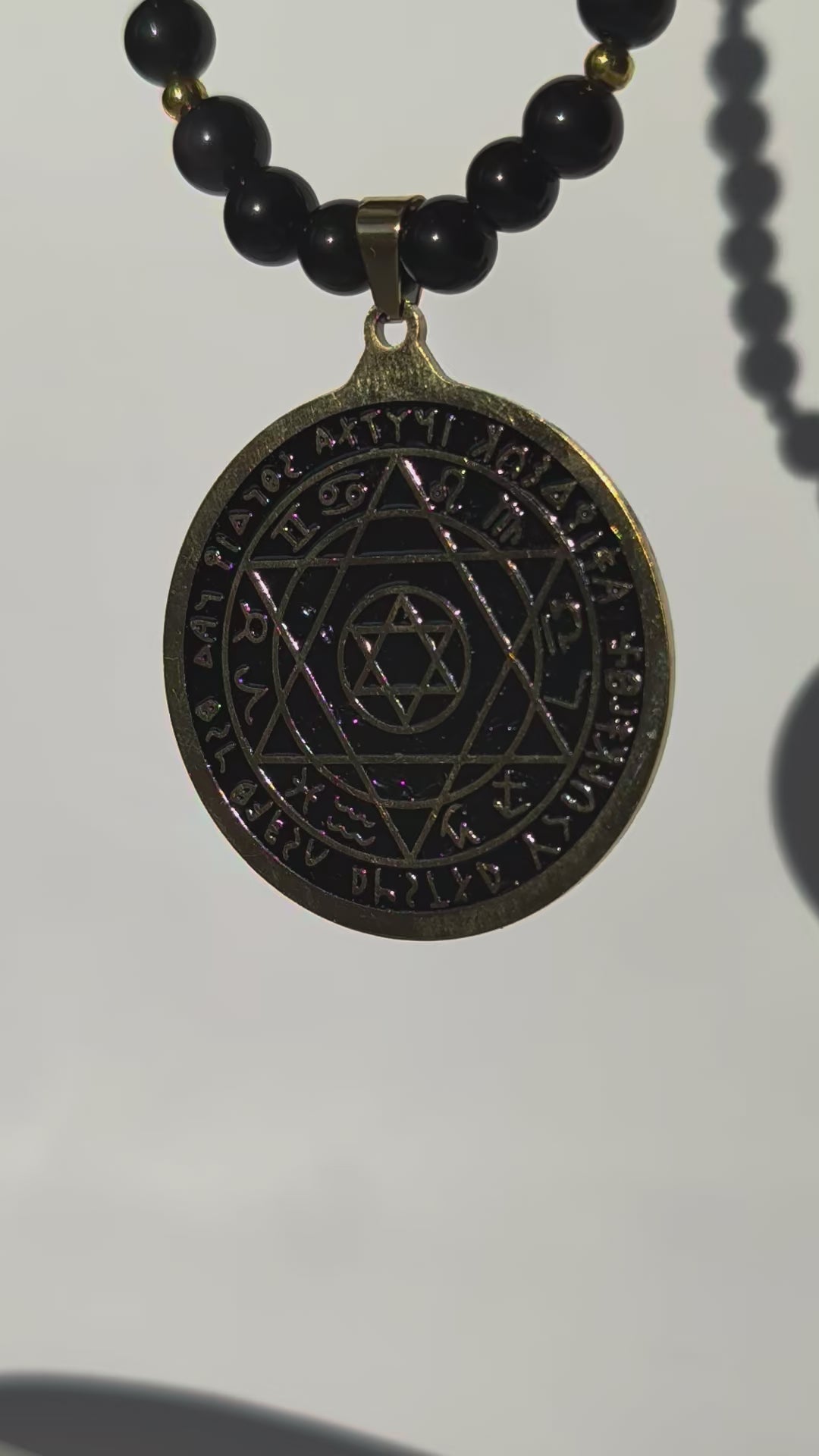 Siegel Salomos Anhänger Obsidian Kette Davidstern Hexagramm Schutzamulett Temple of Desire