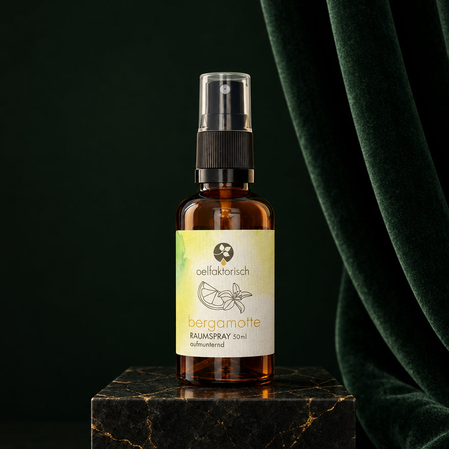 Raumspray Bergamotte von oelfaktorisch, 50-ml-Sprühflasche