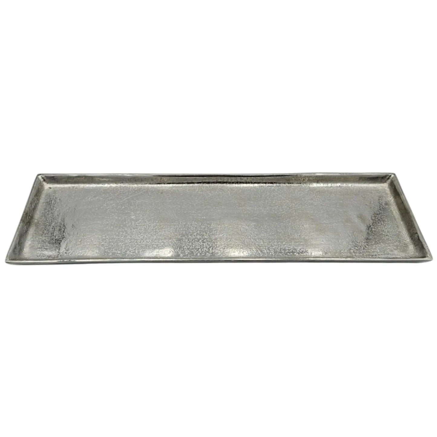 Dekotablett Metall 44 x 13 cm Silber | Kerzentablett mit Filzgleitern