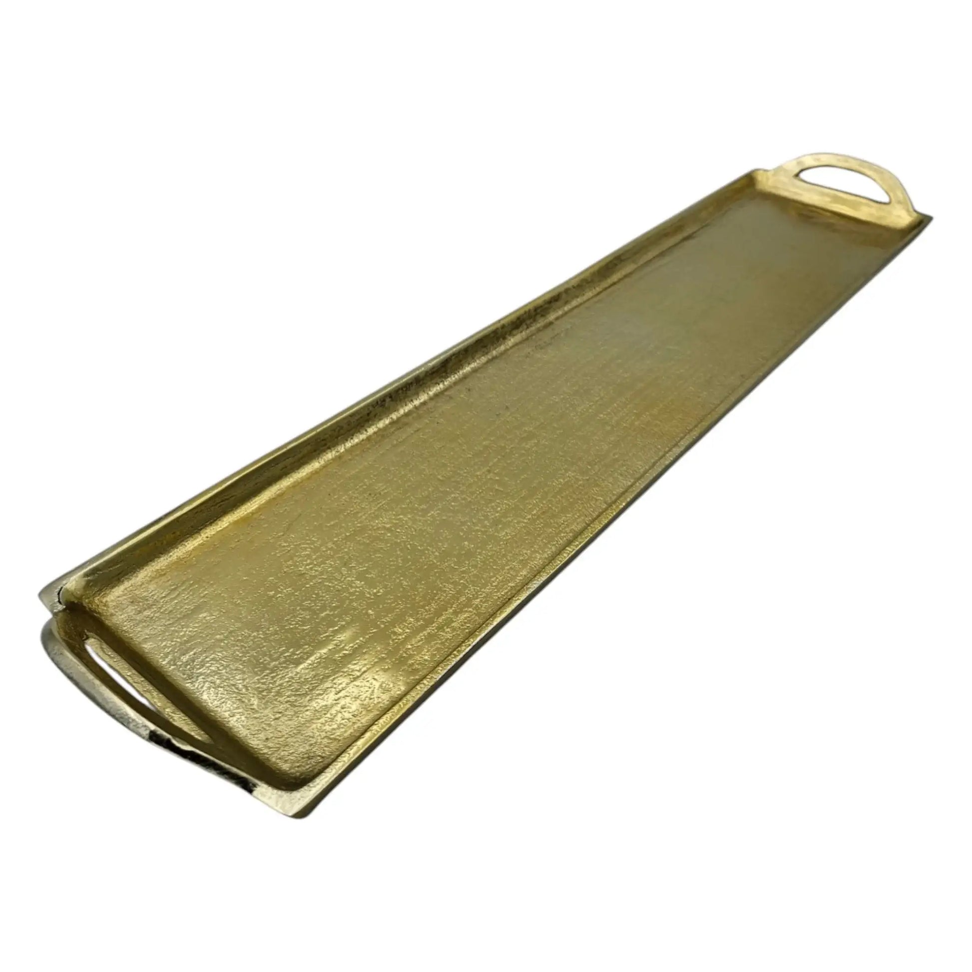 Goldenes Dekotablett mit Vasen als Wohnaccessoire