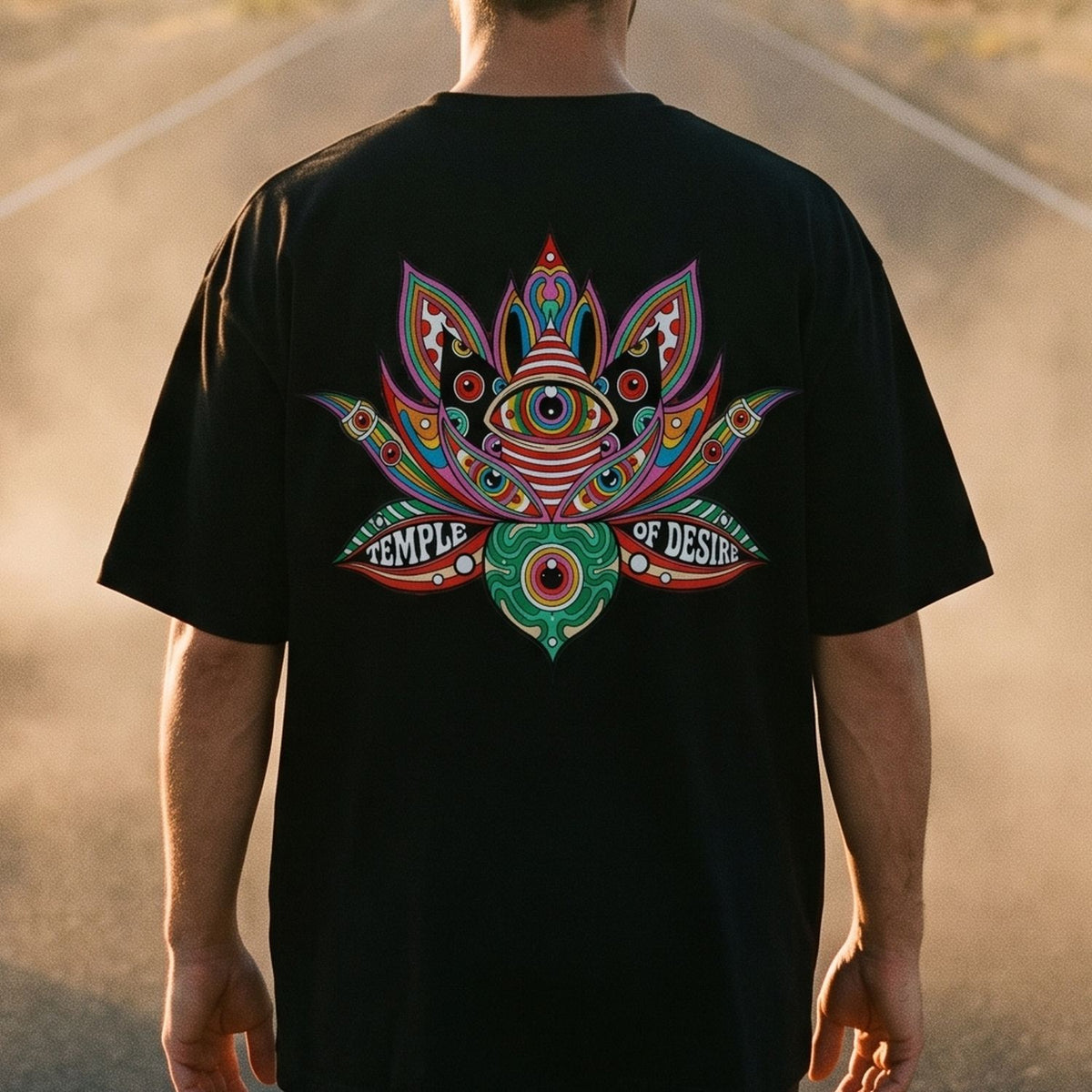 Tausendauge: Rückenprint auf Oversized-T-Shirt in der Nahansicht