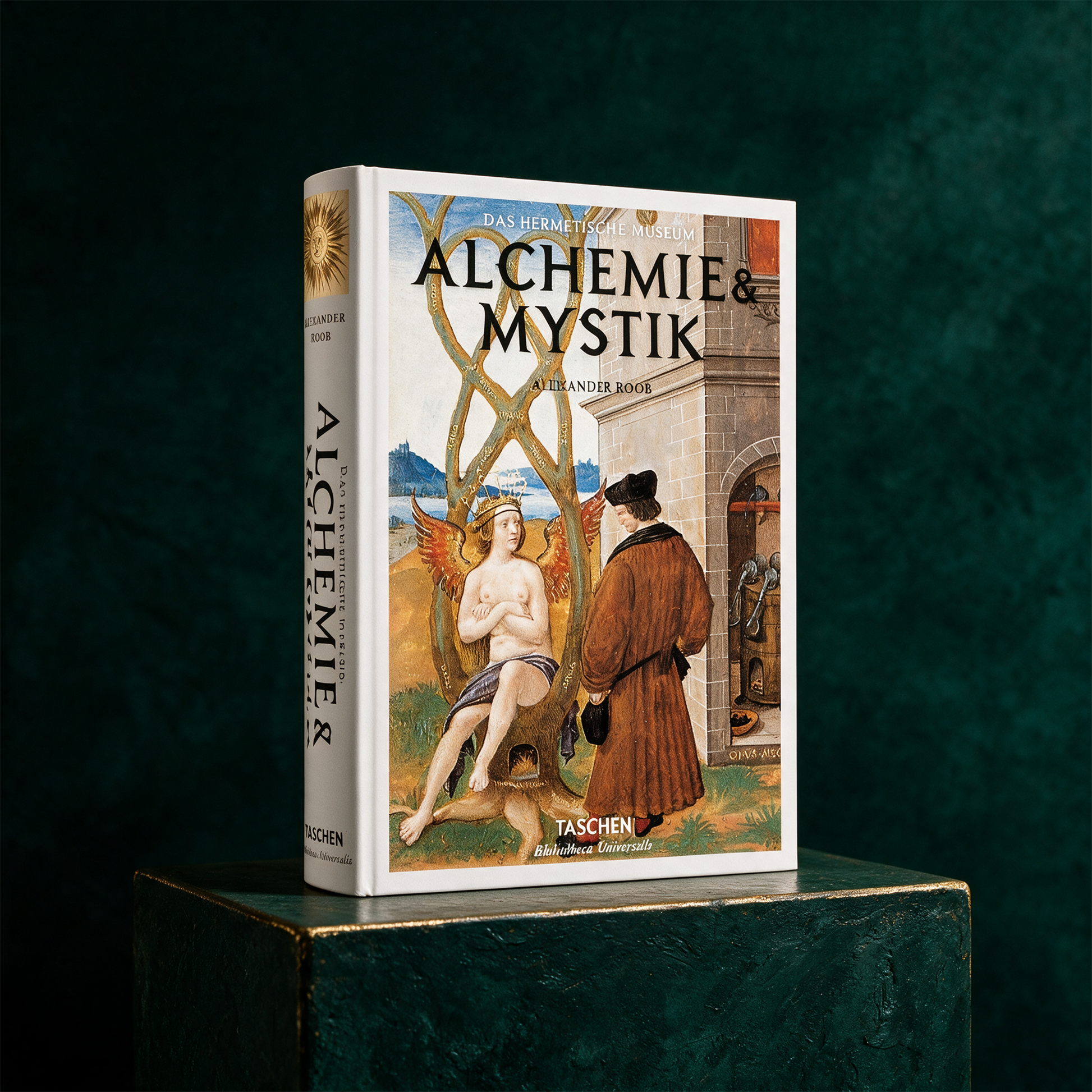 Alchemie & Mystik (German) – Produktansicht vor tiefem Smaragdgrün