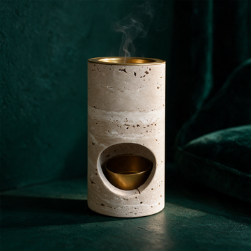 Aroma Duftlampe | Travertin & Messing für sinnliche Raumdüfte
