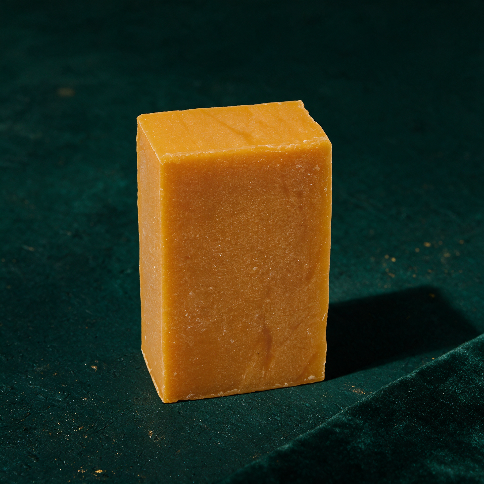Duschseife Ringelblume 100 g | Handgeschöpft, rückfettend & pflegend – Anwendung vor tiefem Smaragdgrün