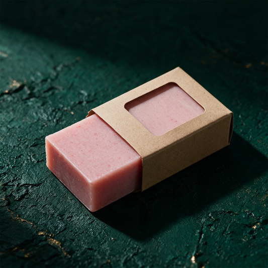 Duschseife Rose 100 g | Handgeschöpft mit rückfettender Formulierung – Anwendung vor tiefem Smaragdgrün