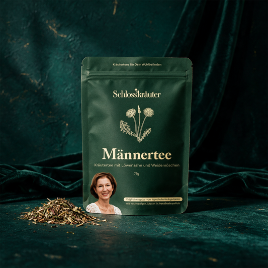 Männertee – Produktansicht vor tiefem Smaragdgrün