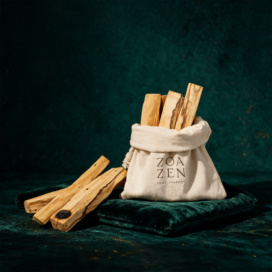 Palo Santo Holz | SERFOR-zertifiziert aus Peru für Reinigung – Produktansicht vor tiefem Smaragdgrün