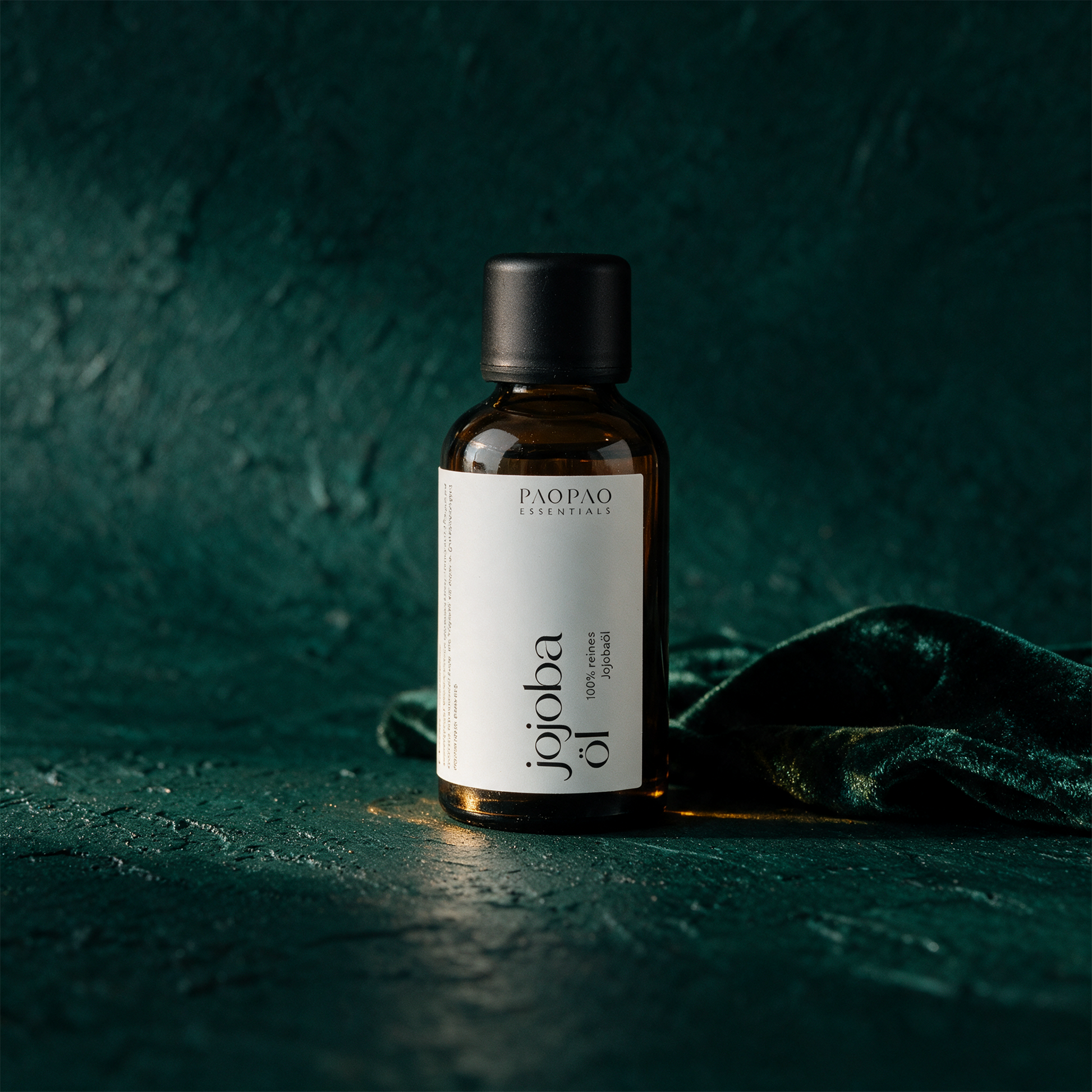 Reines Jojobaöl 50ml | Sanfte Haut- & Intimpflege – Produktansicht vor tiefem Smaragdgrün