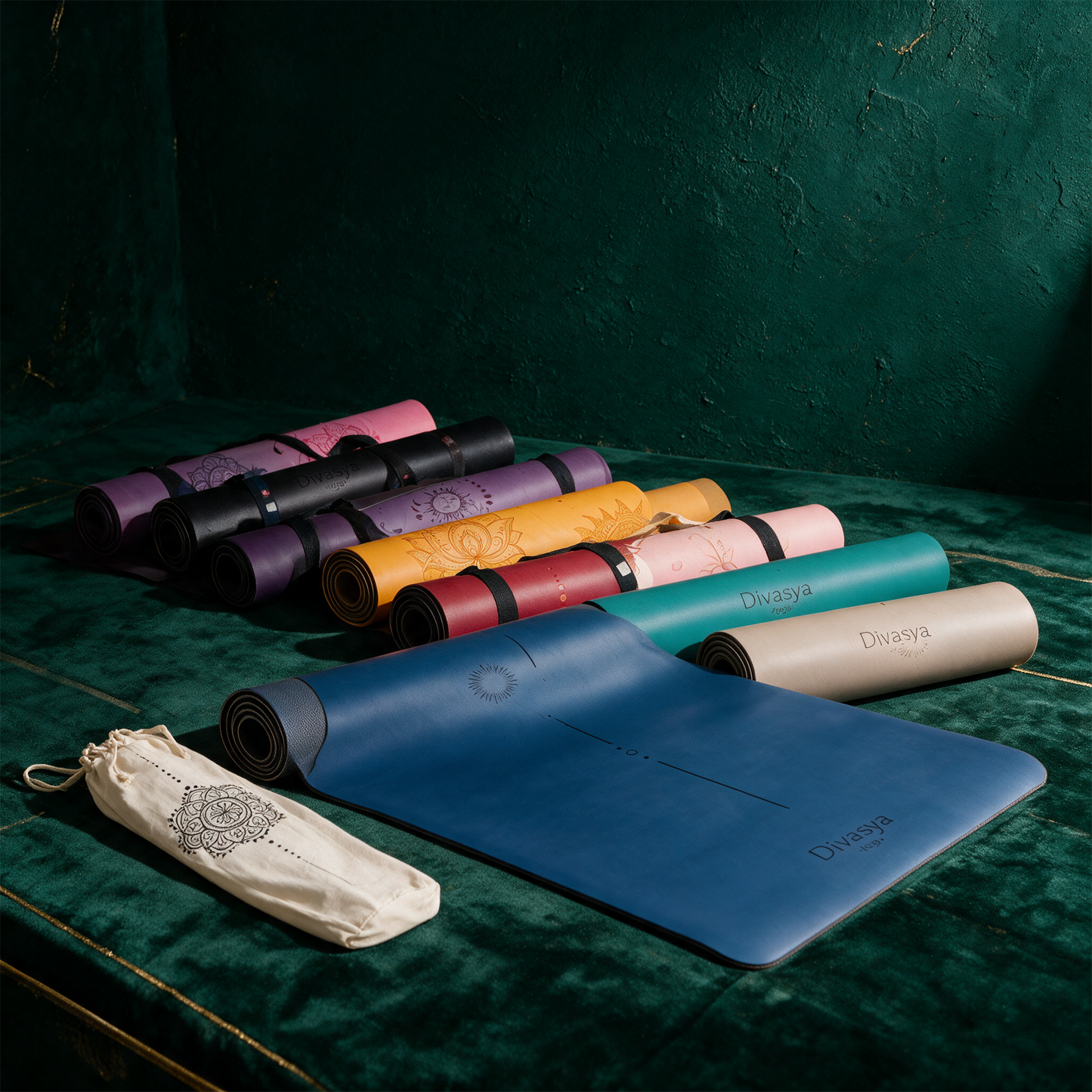 Yogamatte rutschfest „Professional Grip“ | Naturkautschuk & japanisches Eco-PU – Produktansicht vor tiefem Smaragdgrün