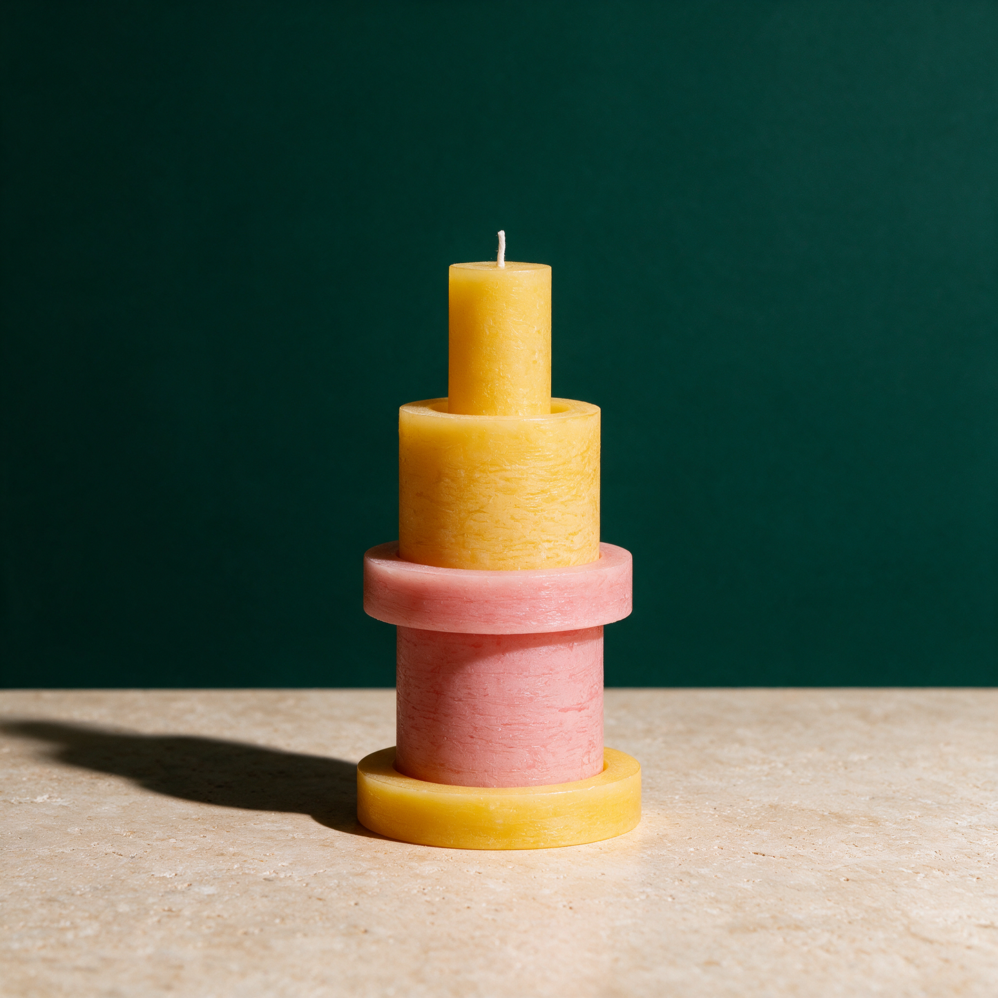 Candle Stack 03 Pink & Gelb | 5-teiliges Stapelkerzen-Set, ca. 80 Std. – stack arrangement 2 in der Temple-of-Desire-Bildwelt