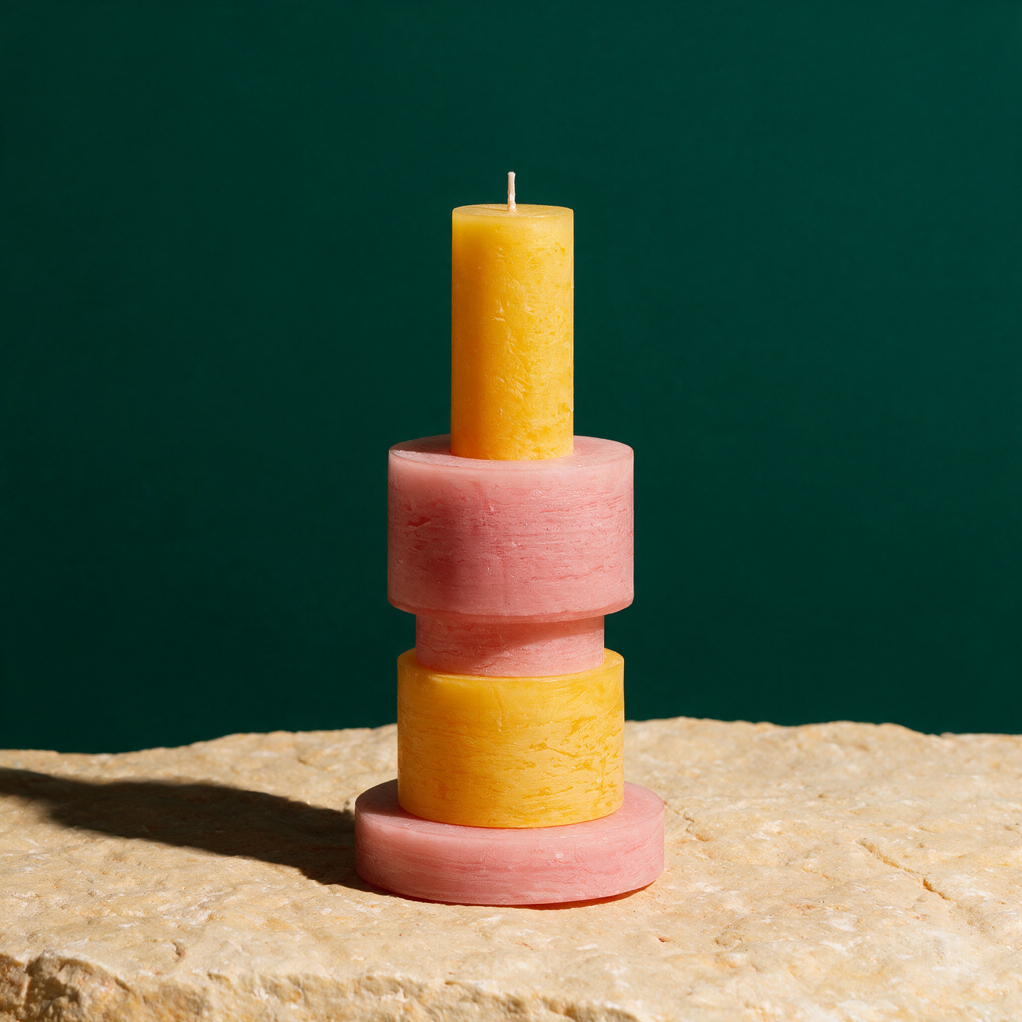 Candle Stack 03 Pink & Gelb | 5-teiliges Stapelkerzen-Set, ca. 80 Std. – stack arrangement 4 in der Temple-of-Desire-Bildwelt