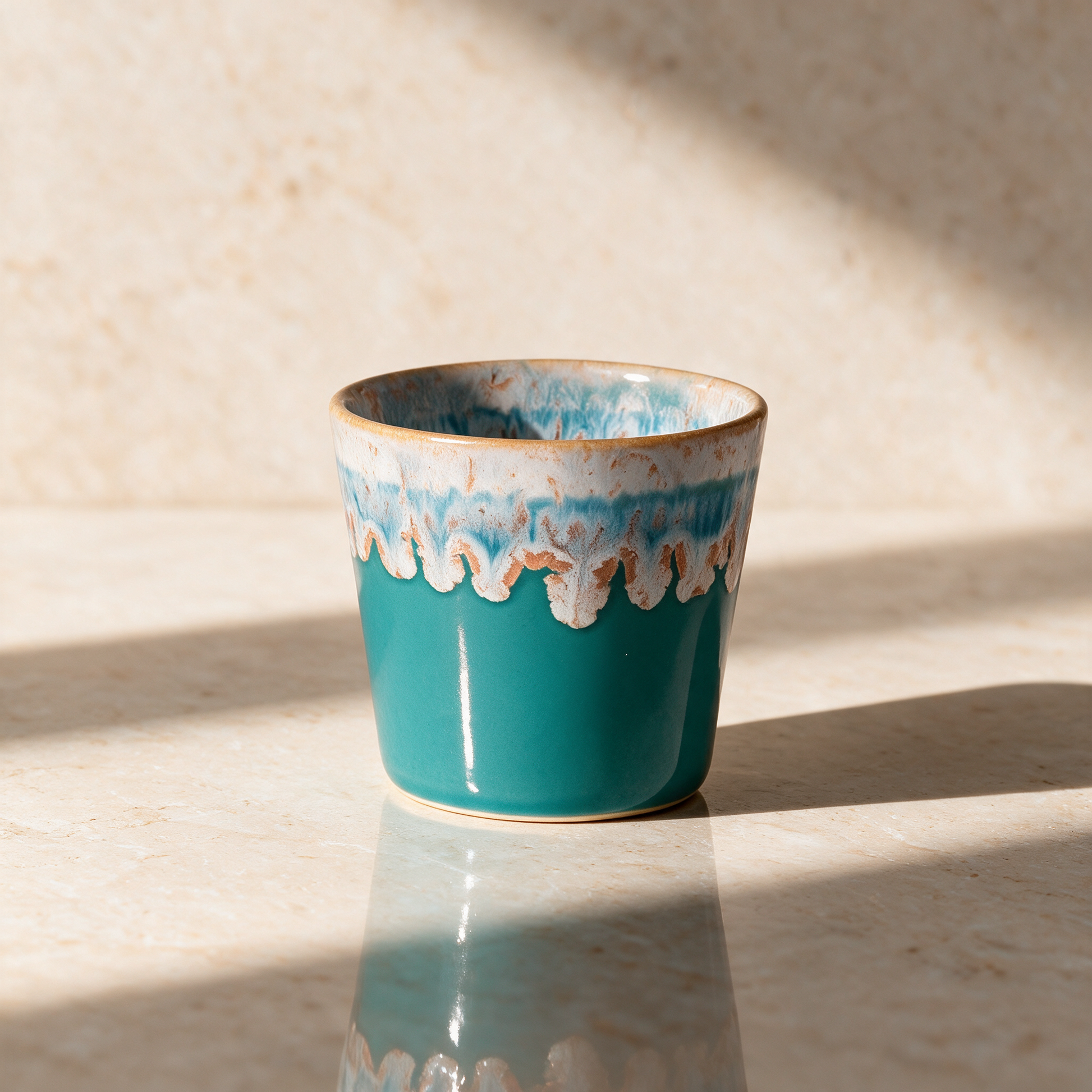 Costa Nova Café Lungo Cup 210 ml | Steinzeug-Tasse aus Portugal – variant turkis, Variante Türkis in der Temple-of-Desire-Bildwelt