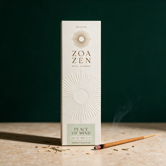Peace of Mind Zen Sticks | Palo Santo & Rosmarin Räucherstäbchen – Material- und Detailansicht in der Temple-of-Desire-Bildwelt