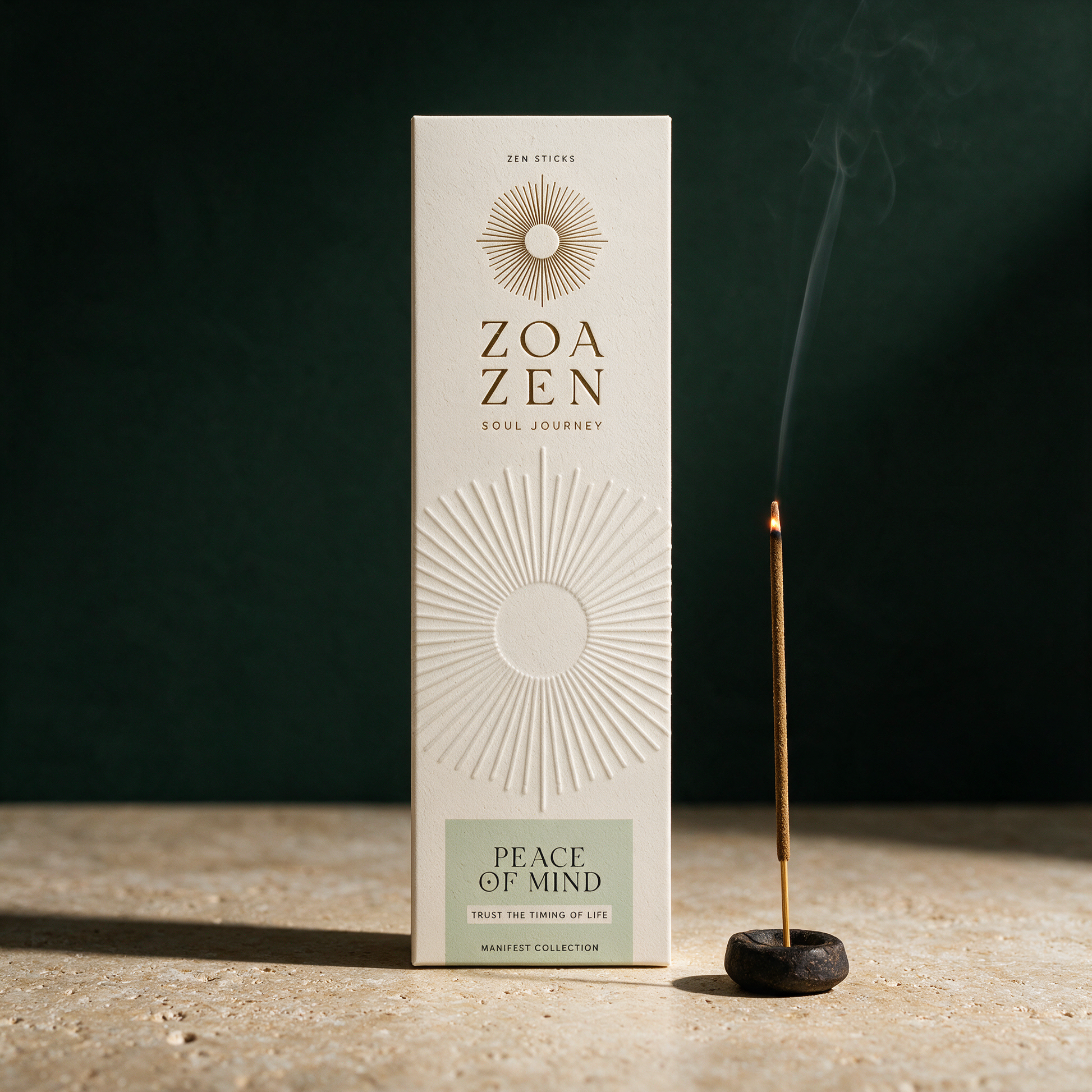 Peace of Mind Zen Sticks | Palo Santo & Rosmarin Räucherstäbchen – stimmungsvolle Kontextansicht in der Temple-of-Desire-Bildwelt