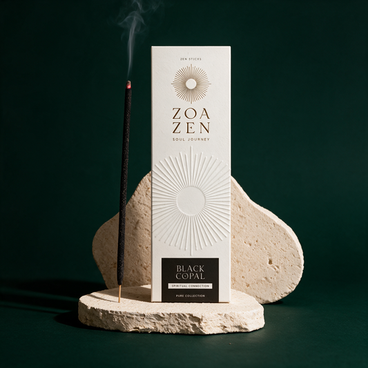 Black Copal Zen Sticks | Palo Santo & Copal Negro Räucherstäbchen – reine Produktansicht in der Temple-of-Desire-Bildwelt