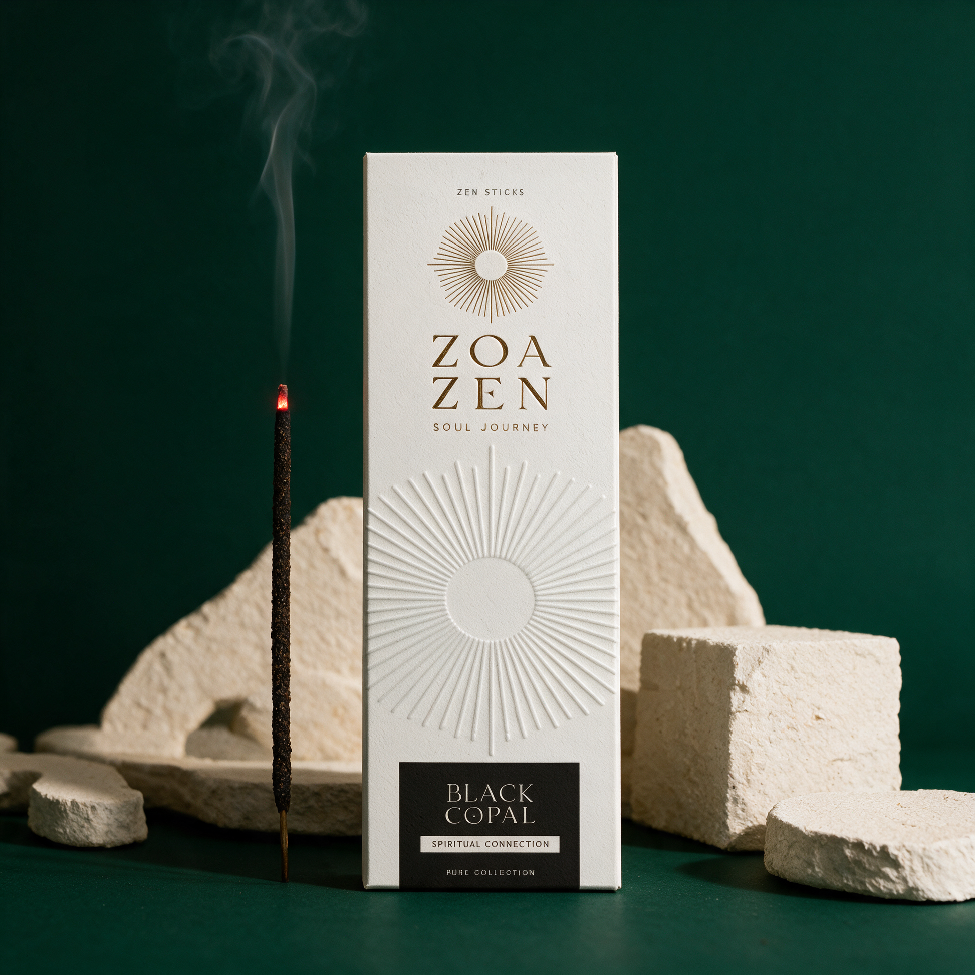 Black Copal Zen Sticks | Palo Santo & Copal Negro Räucherstäbchen – Anwendungsansicht in der Temple-of-Desire-Bildwelt