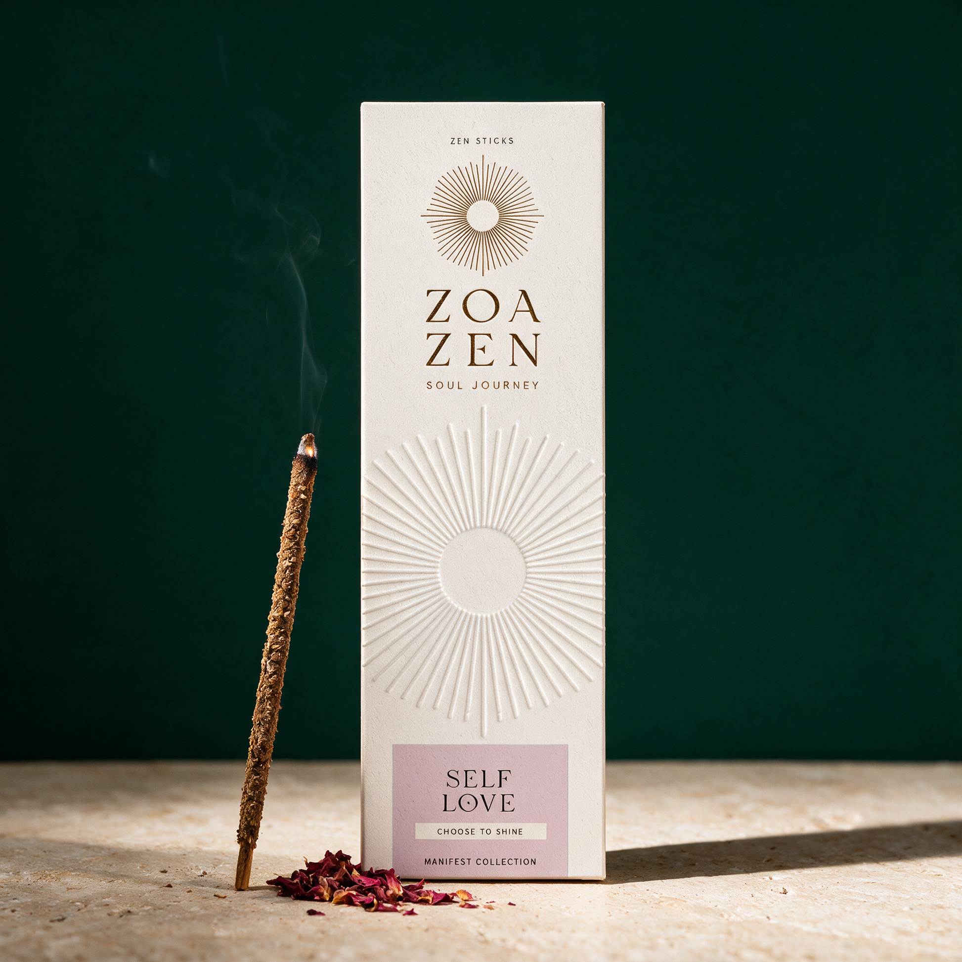 Self Love Zen Sticks | Palo Santo & Myrte Räucherstäbchen – Material- und Detailansicht in der Temple-of-Desire-Bildwelt