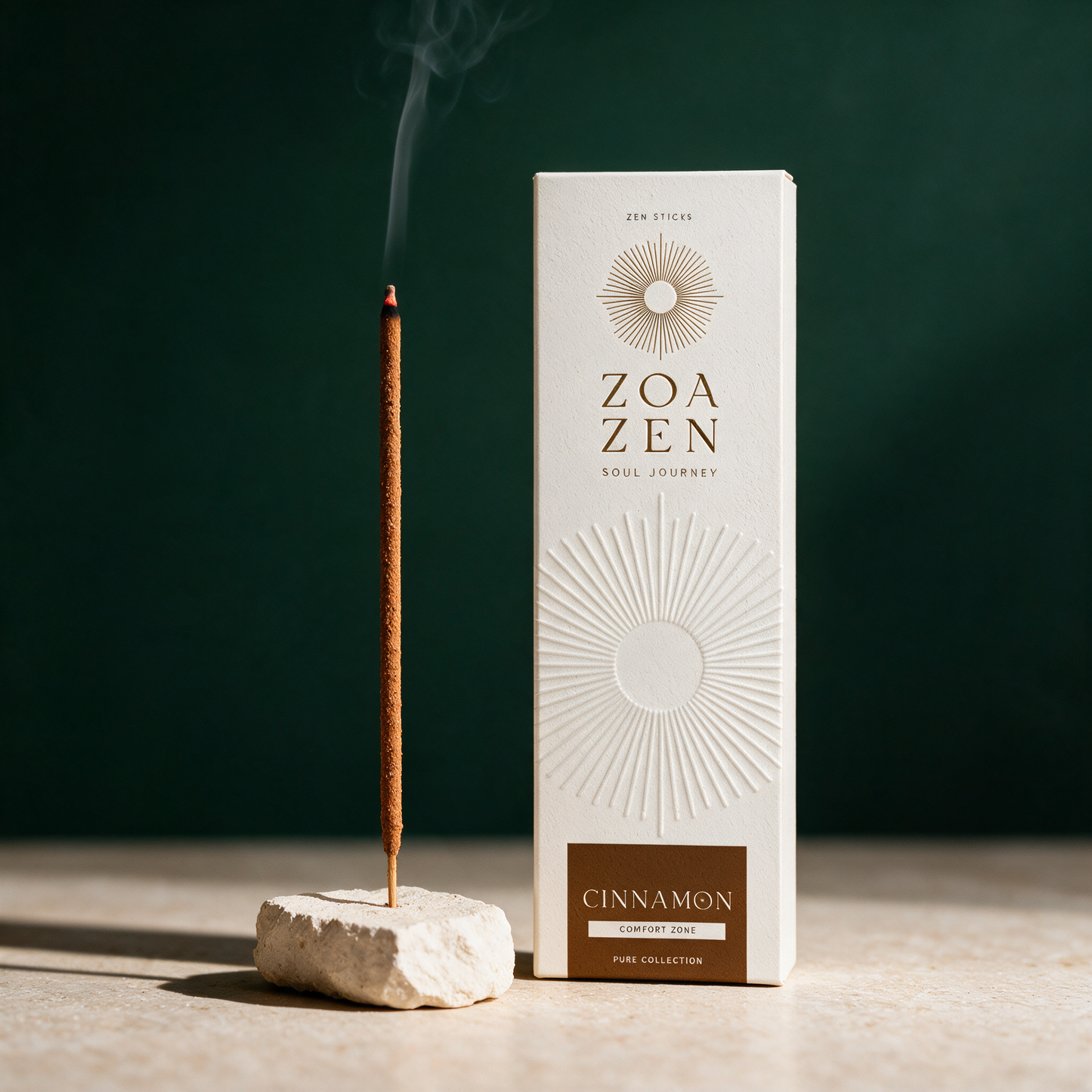 Cinnamon Zen Sticks | Palo Santo & Zimt Räucherstäbchen – stimmungsvolle Kontextansicht in der Temple-of-Desire-Bildwelt