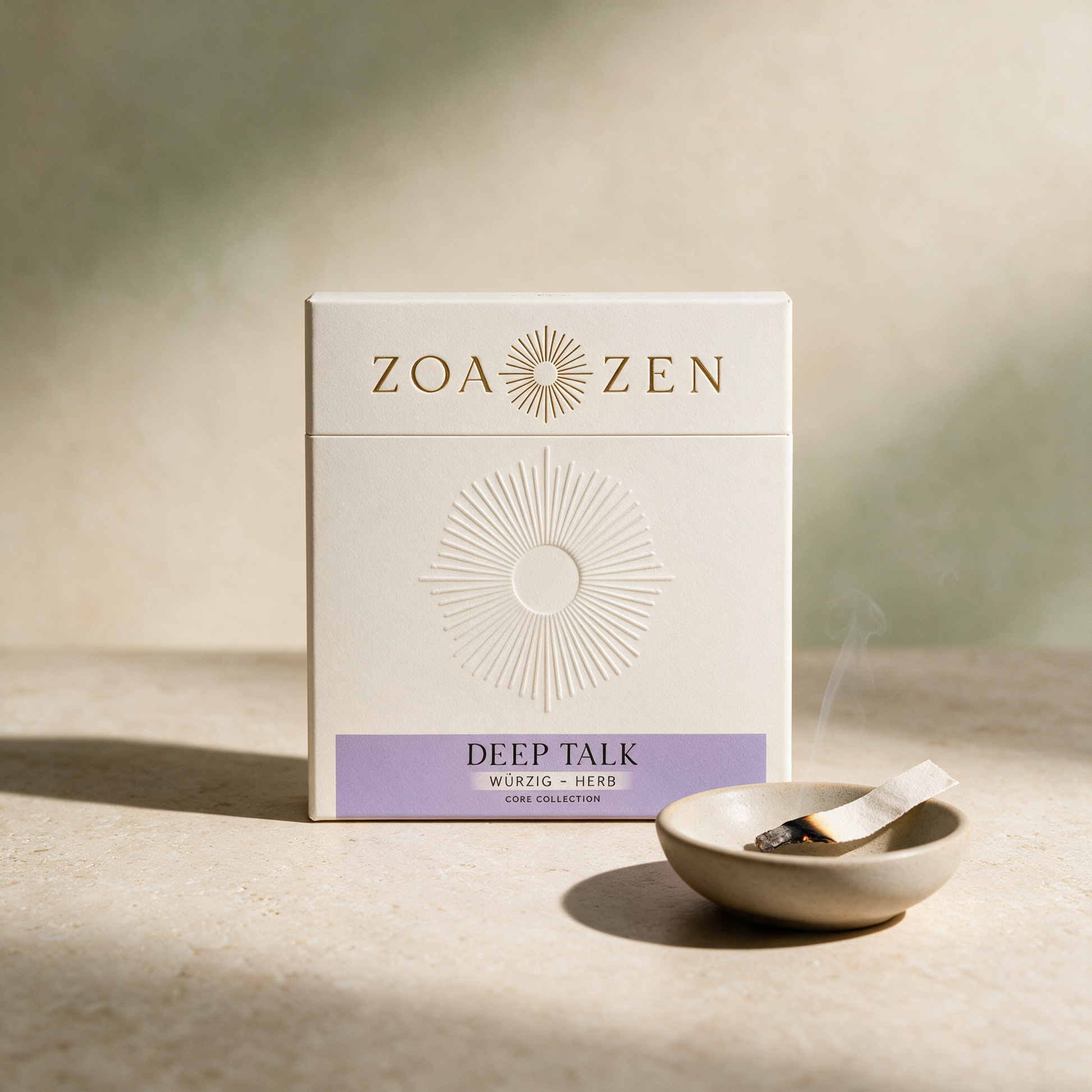 Deep Talk Zen Paper | Herbes Räucherpapier für Fokus & Klarheit – reine Produktansicht in der Temple-of-Desire-Bildwelt