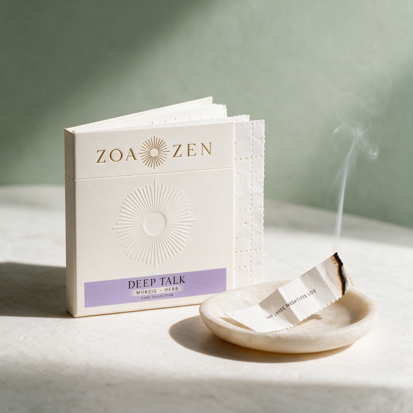 Deep Talk Zen Paper | Herbes Räucherpapier für Fokus & Klarheit – opened in der Temple-of-Desire-Bildwelt