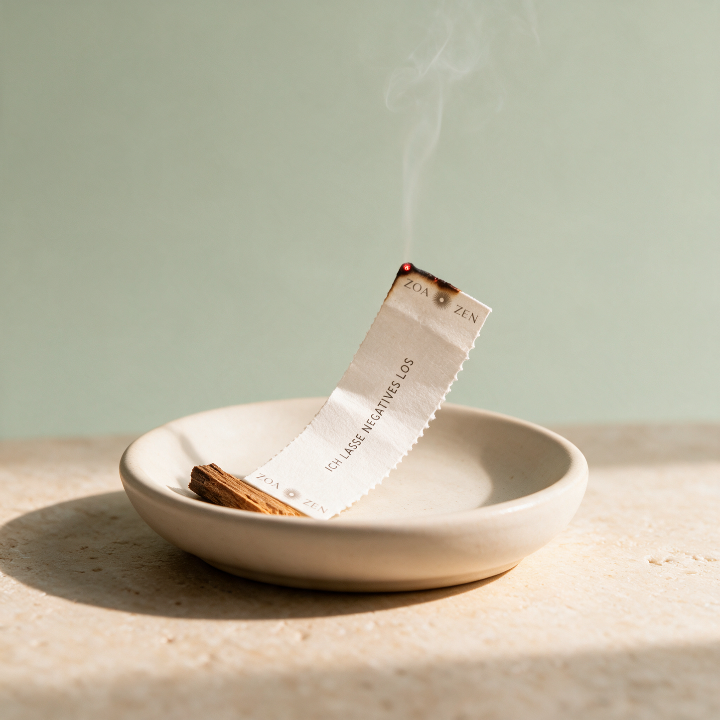 Deep Talk Zen Paper | Herbes Räucherpapier für Fokus & Klarheit – application smoldering in der Temple-of-Desire-Bildwelt