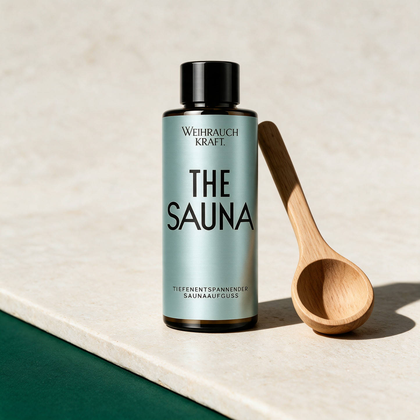THE SAUNA | Saunaaufguss mit Weihrauch, Orange & Tanne – Material- und Detailansicht in der Temple-of-Desire-Bildwelt