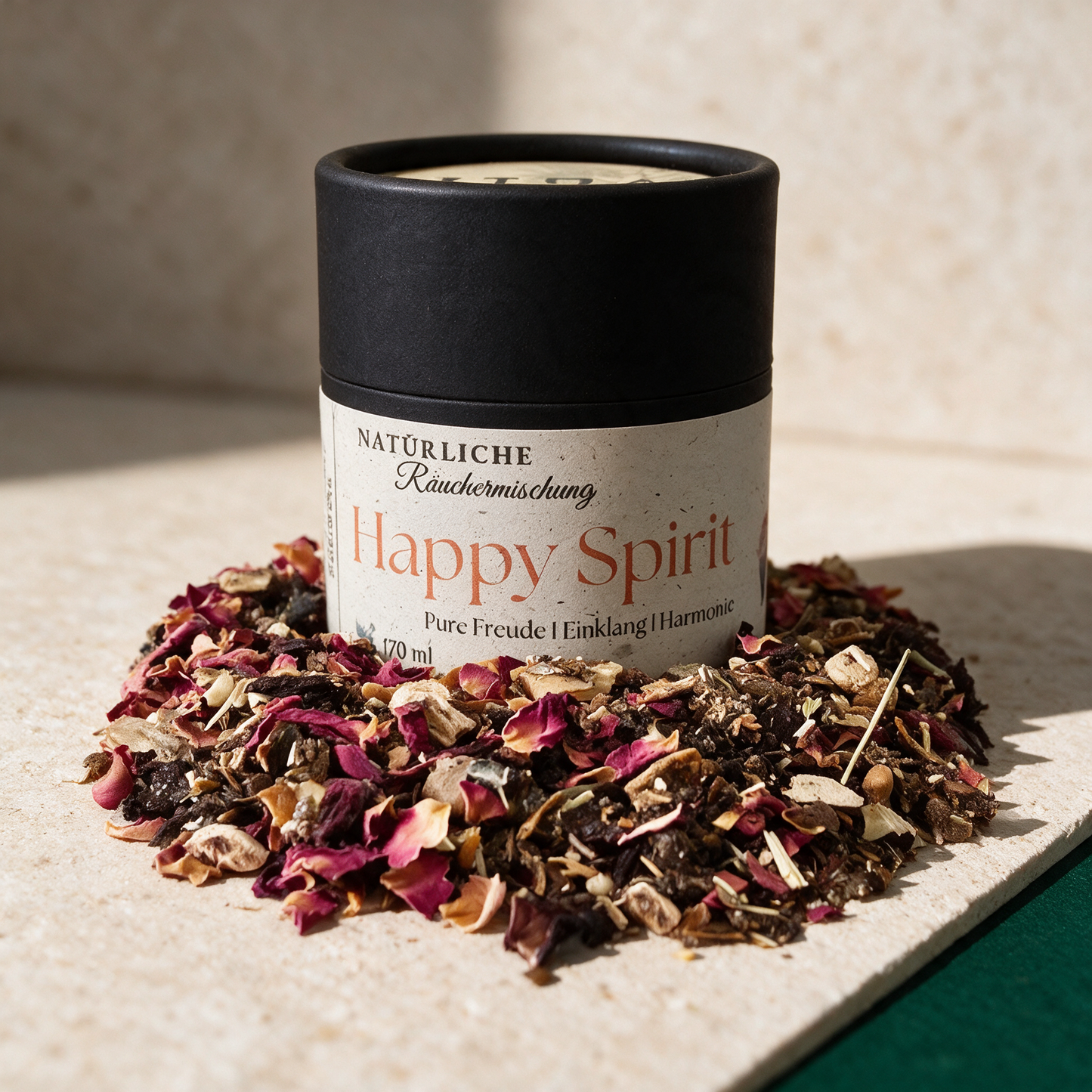 Happy Spirit Räuchermischung – contents in der Temple-of-Desire-Bildwelt