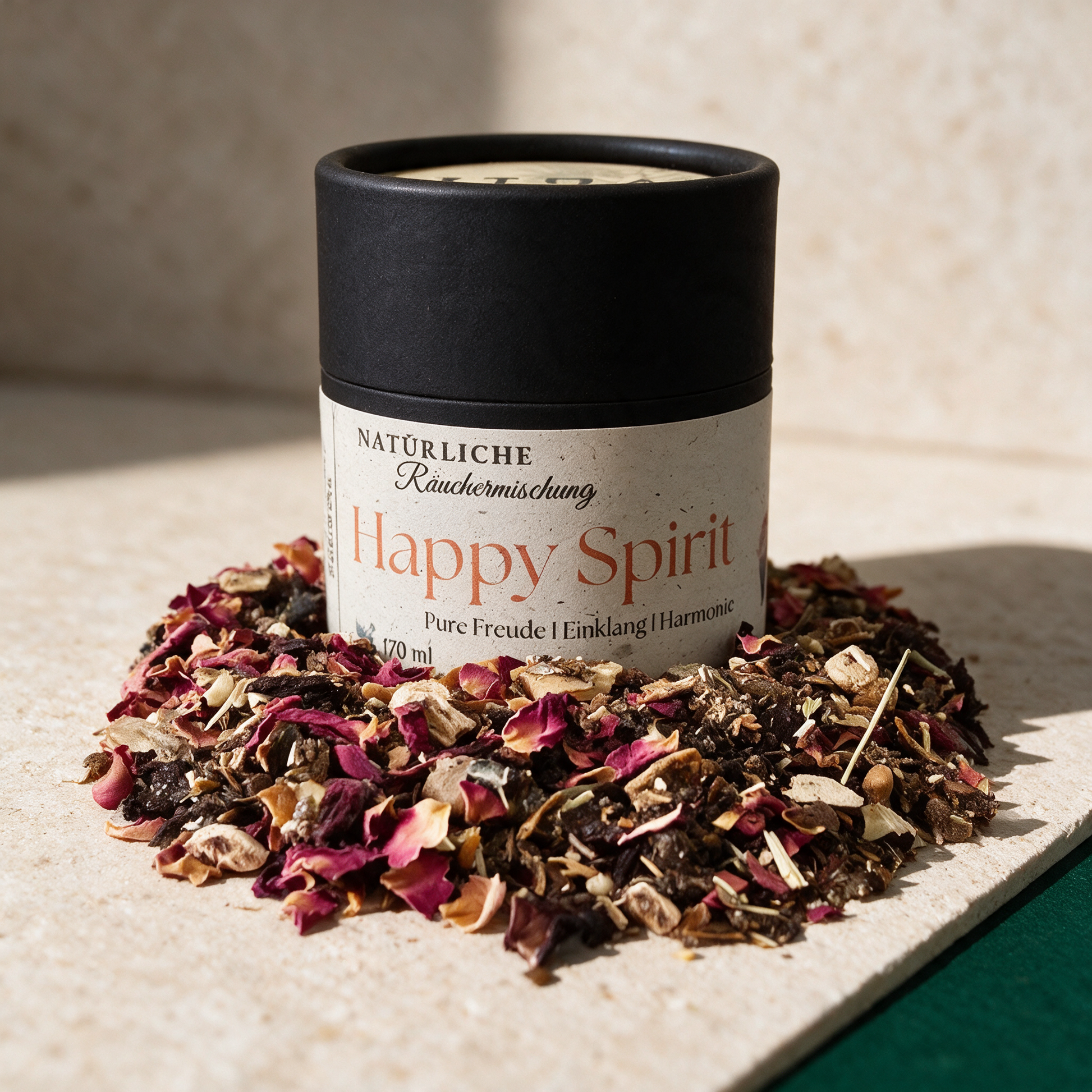 Happy Spirit Räuchermischung – contents in der Temple-of-Desire-Bildwelt