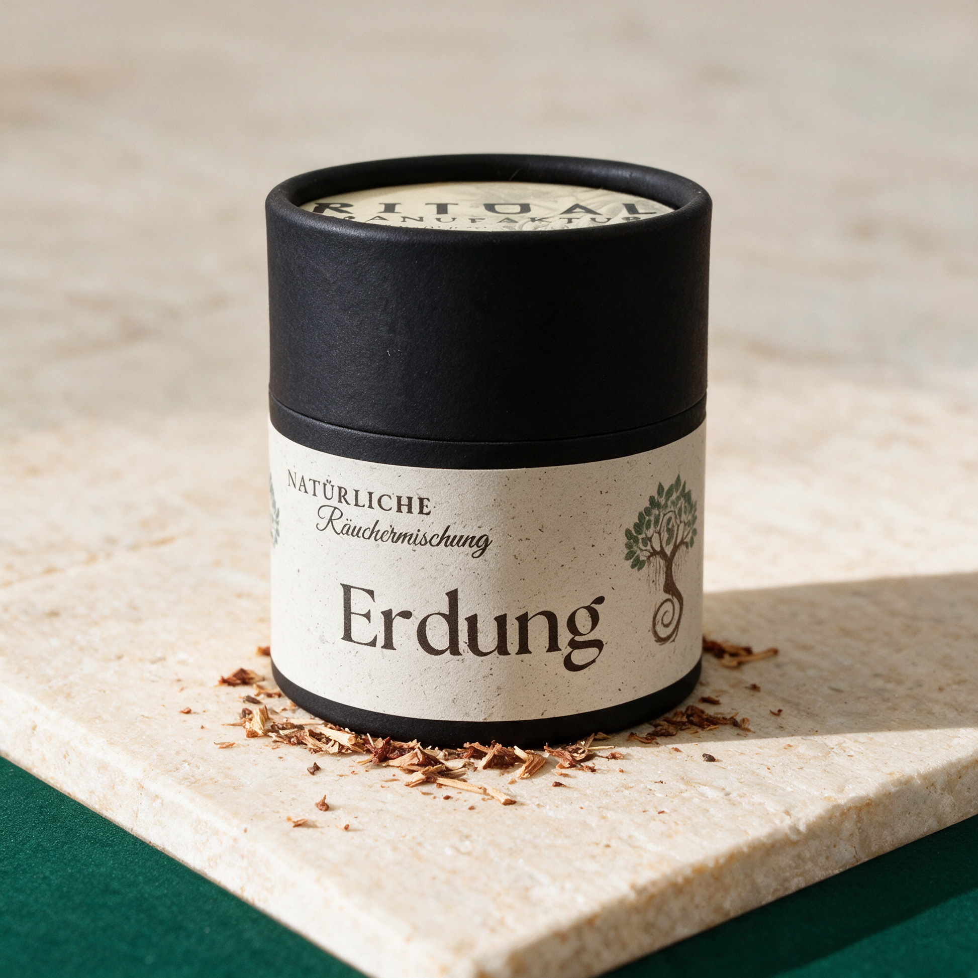 Erdung Räuchermischung – reine Produktansicht in der Temple-of-Desire-Bildwelt