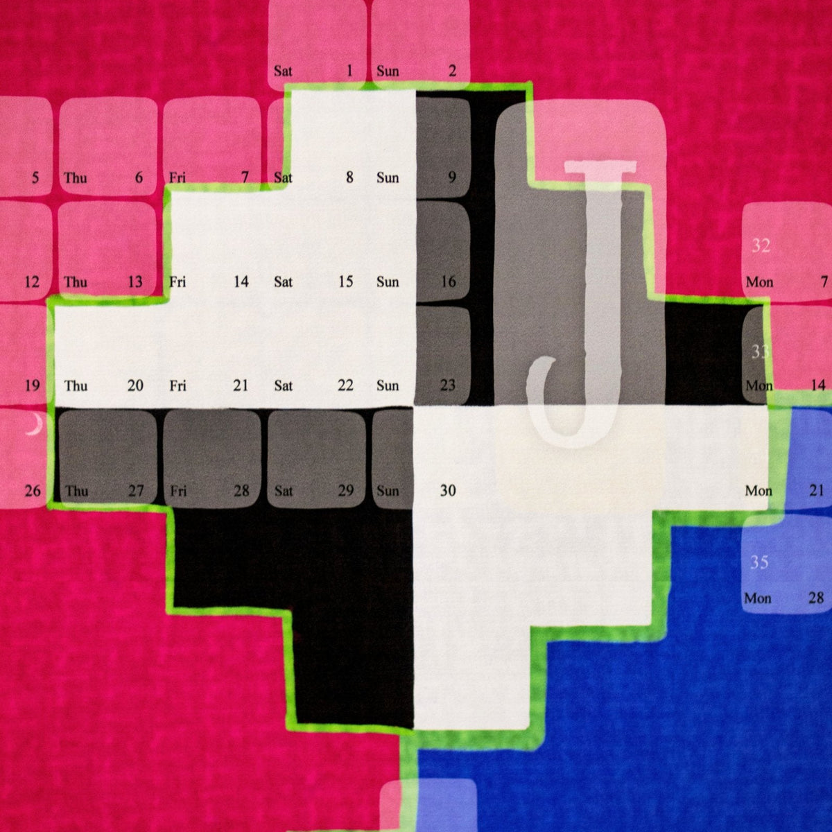 Wandkalender Mexiko in Blau und Pink von Kilim, weitere Ansicht