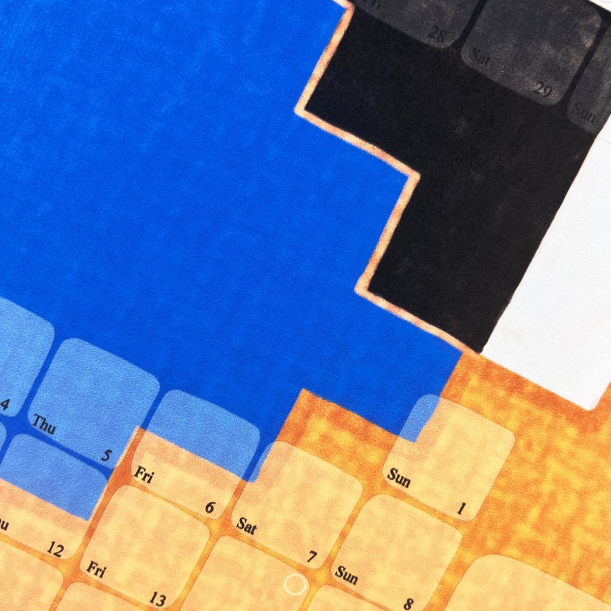 Wandkalender Mexiko orange blau von Kilim, Detailansicht der Rauten