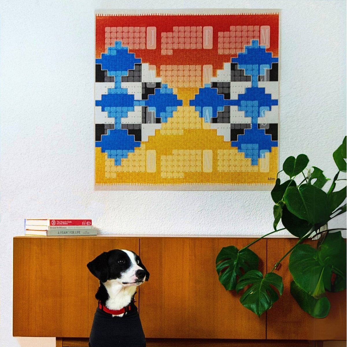 Wandkalender Mexiko orange blau von Kilim, Gesamtansicht