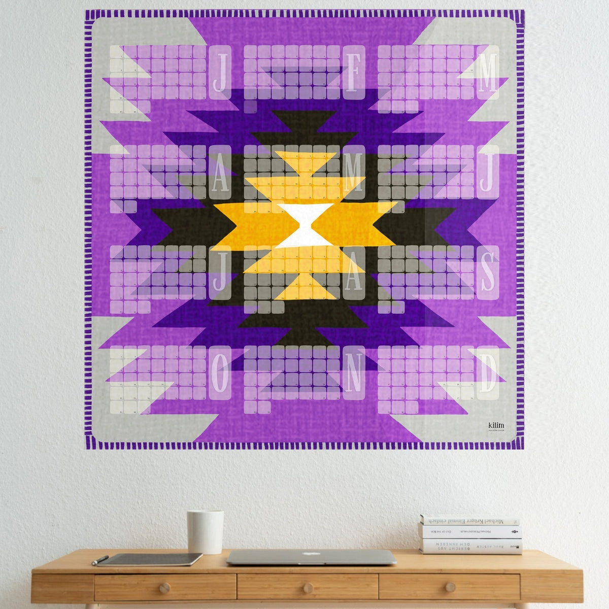 Wandkalender Yamka violett von Kilim, Gesamtansicht
