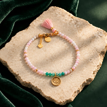 Yoga-Armband Inner Soul | pinker Opal & Amazonit, Lotus-Anhänger