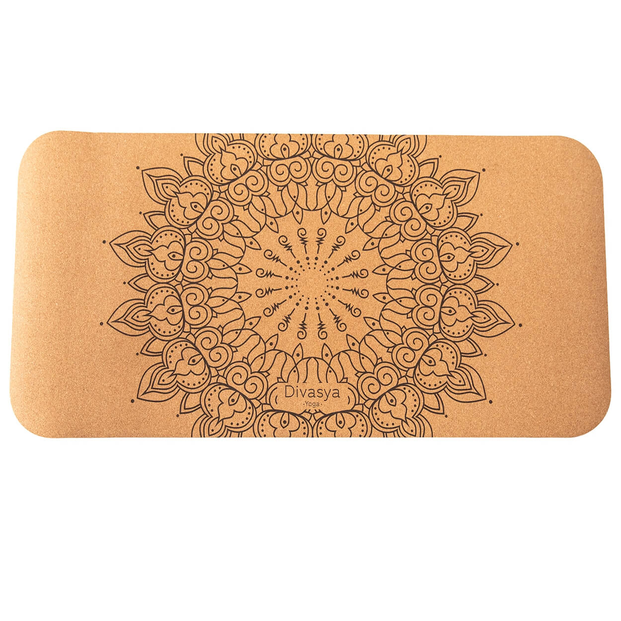 Yoga-Pad aus Kork und Naturkautschuk mit Mandala-Motiv